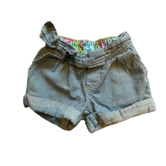 Osh Kosh Genuine Kids Navy Denim Striped Cuffed Shorts Size 2T - Picture 1 of 10